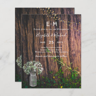 Rustic Gypsophila Lights Mason Jars BUDGET Invite
