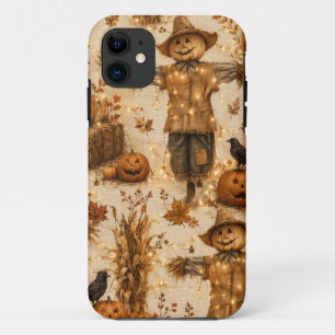 Rustic Halloween Scarecrow & Pumpkin Phone Case