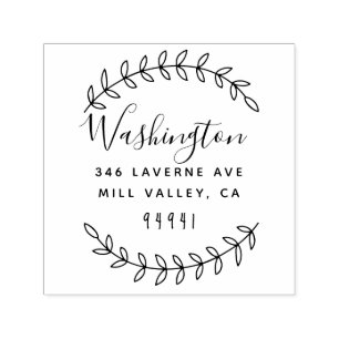 Rustic Hand Drawn Branch Return Address Stamp