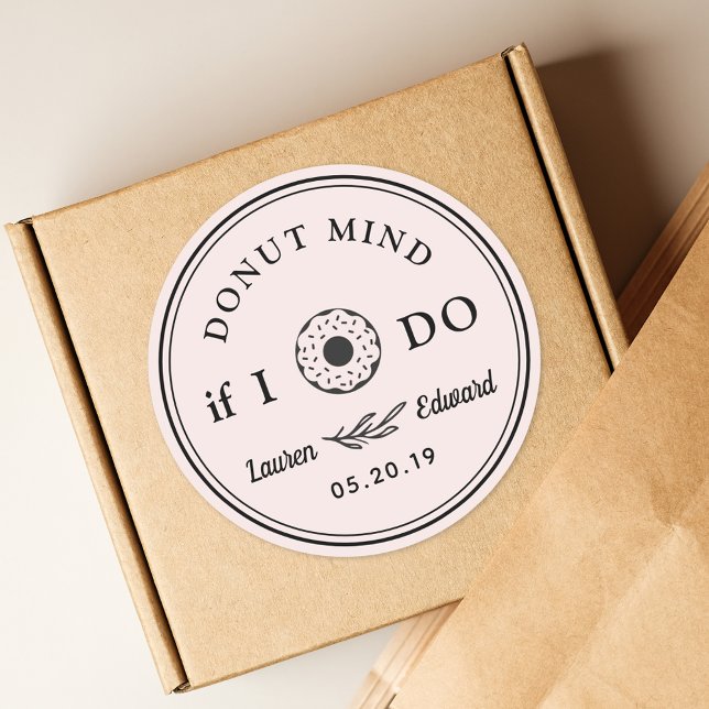 Rustic Hand Drawn Doughnut Mind If I Do Wedding Fa Classic Round Sticker (Creator Uploaded)