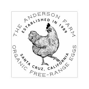Rustic Hand-Drawn Hen Custom Chicken Egg Farm Self-inking Stamp