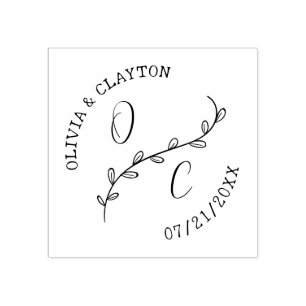 Rustic Hand-Drawn Initials & Branch Stamp