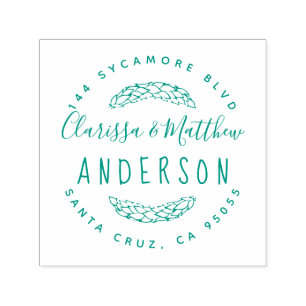 Rustic Hand Drawn Married Couple Return Address Self-inking Stamp