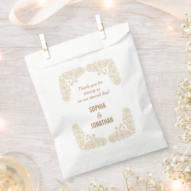 Rustic Hand Drawn Paisley Wedding Thank You Favour Bags (Clipped)