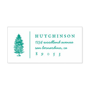 Rustic Hand-drawn Pine Tree Family Return Address Self-inking Stamp