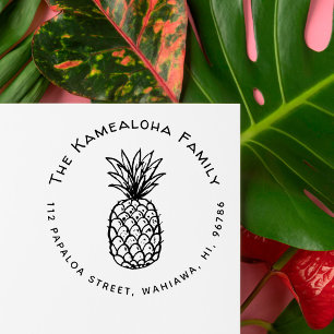 Rustic Hand-Drawn Pineapple Family Return Address Self-inking Stamp