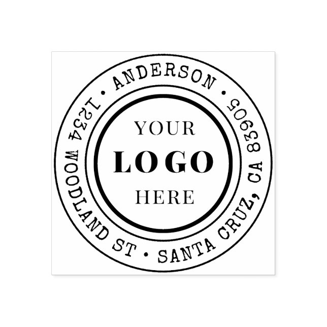 Rustic Hand-drawn Round Logo Return Address Rubber Stamp (Imprint)