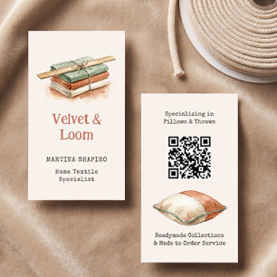 Rustic Hand Drawn Stacked Fabric Sewing Business Card