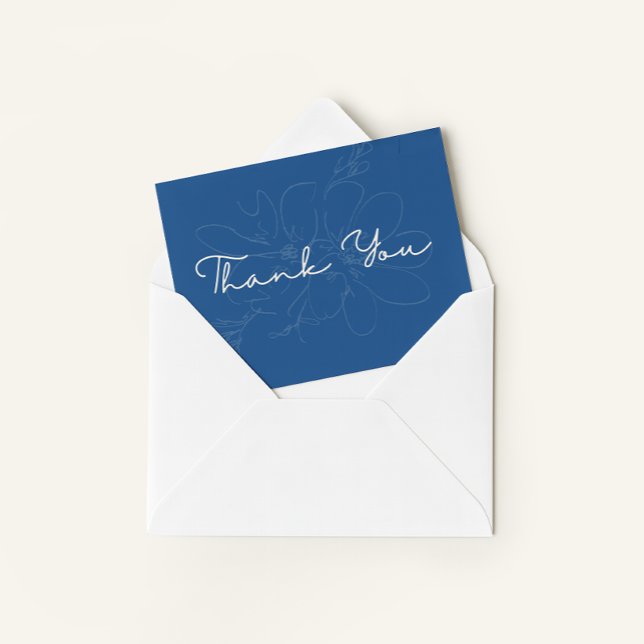 Rustic Hand-Drawn Wildflower Blue Thank You Card (Creator Uploaded)