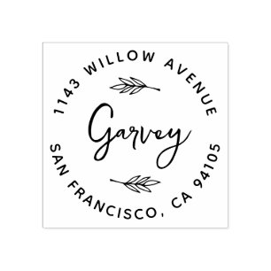 Rustic Hand-Lettered Family Name Return Address Rubber Stamp