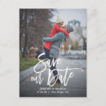 Rustic Hand Lettering Photo Save Our Date Postcard<br><div class="desc">A stylish vertical save the date postcard featuring rustic modern calligraphy. Personalise this card by adding your own photo and details. A flat card version is available.</div>