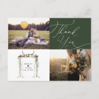 Rustic Hand Lettering Photo Wedding Thank You