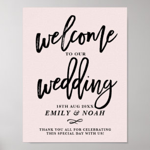 Rustic Hand Lettering Pink Welcome to Our Wedding Poster
