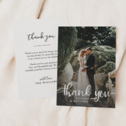 Rustic Hand Lettering Wedding Photo Thank You Card