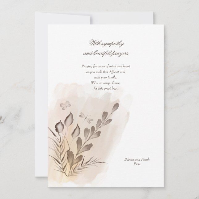 Rustic Hand Painted Floral Sympathy Card (Front)