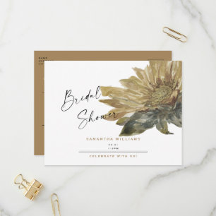 Rustic Hand Painted Sunflower Fall Bridal Shower   Invitation Postcard
