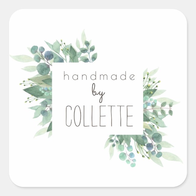 Rustic Handmade By Eucalyptus Border Product Label (Front)