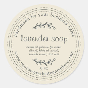 Rustic Handmade Lavender Soap Antique White Classic Round Sticker