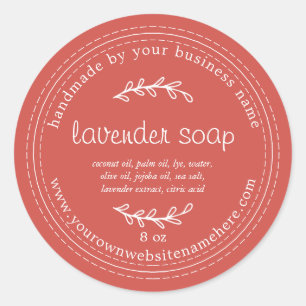 Rustic Handmade Lavender Soap Autumn Red Classic Round Sticker