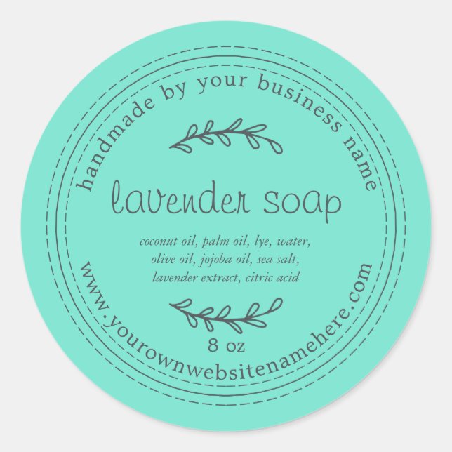 Rustic Handmade Lavender Soap Blue Classic Round Sticker (Front)
