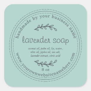 Rustic Handmade Lavender Soap Blue Square Sticker