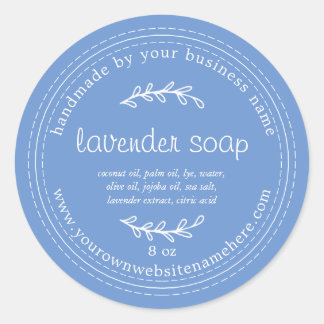 Rustic Handmade Lavender Soap Cornflower Blue Classic Round Sticker