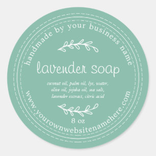 Rustic Handmade Lavender Soap Dusty Jade Green Classic Round Sticker