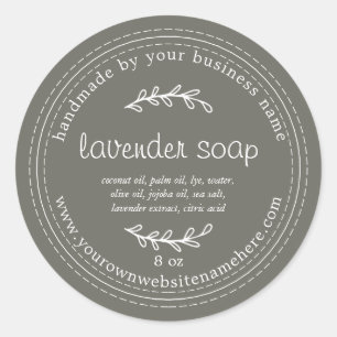 Rustic Handmade Lavender Soap Dusty Olive Classic Round Sticker