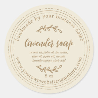 Rustic Handmade Lavender Soap Gold Antique White Classic Round Sticker
