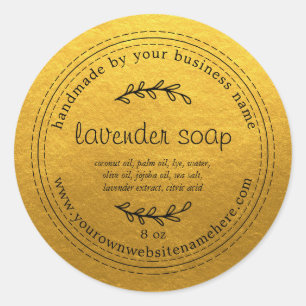 Rustic Handmade Lavender Soap Gold Classic Round Sticker