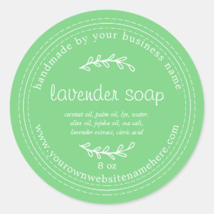 Rustic Handmade Lavender Soap Green Classic Round Sticker