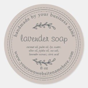 Rustic Handmade Lavender Soap Grey Classic Round Sticker
