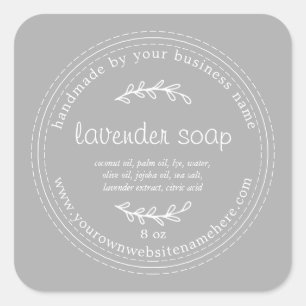 Rustic Handmade Lavender Soap Grey Square Sticker