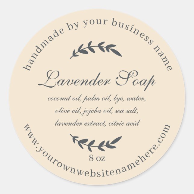 Rustic Handmade Lavender Soap Ivory Classic Round Sticker (Front)