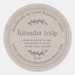 Rustic Handmade Lavender Soap Kraft Paper Classic Round Sticker