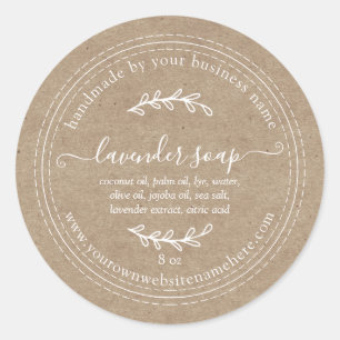 Rustic Handmade Lavender Soap Kraft Paper Classic Round Sticker