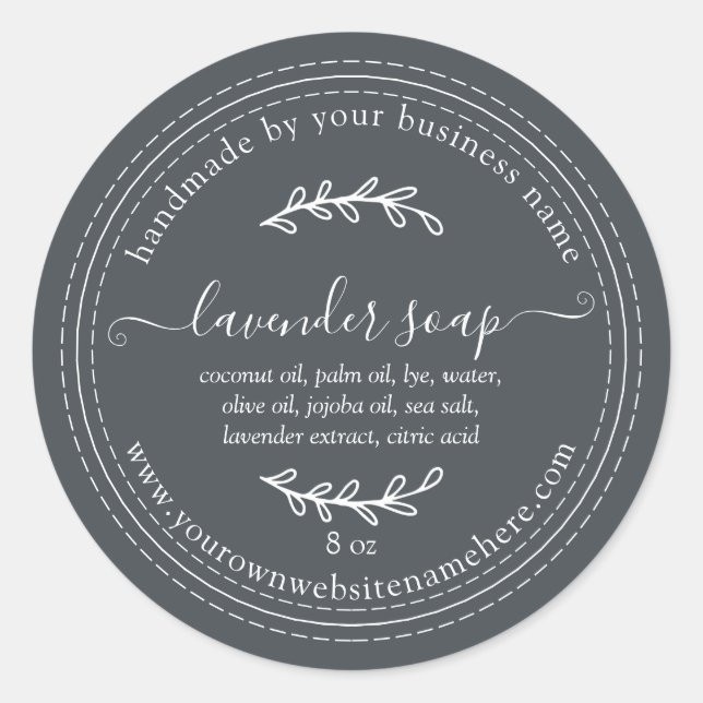 Rustic Handmade Lavender Soap Off-Black Classic Round Sticker (Front)