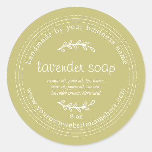 Rustic Handmade Lavender Soap Olive Green Classic Round Sticker