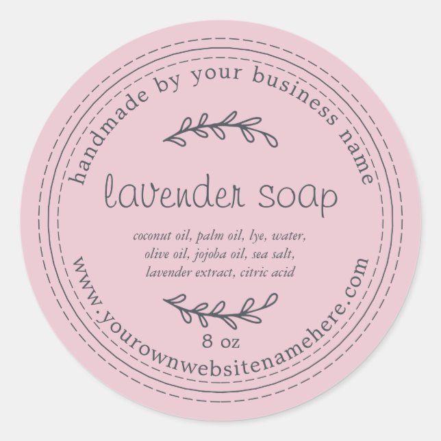 Rustic Handmade Lavender Soap Parfait Pink Classic Round Sticker (Front)