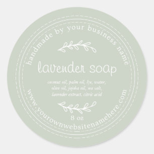 Rustic Handmade Lavender Soap Pastel Green Classic Round Sticker
