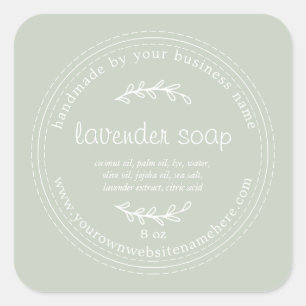 Rustic Handmade Lavender Soap Pastel Green Square Sticker