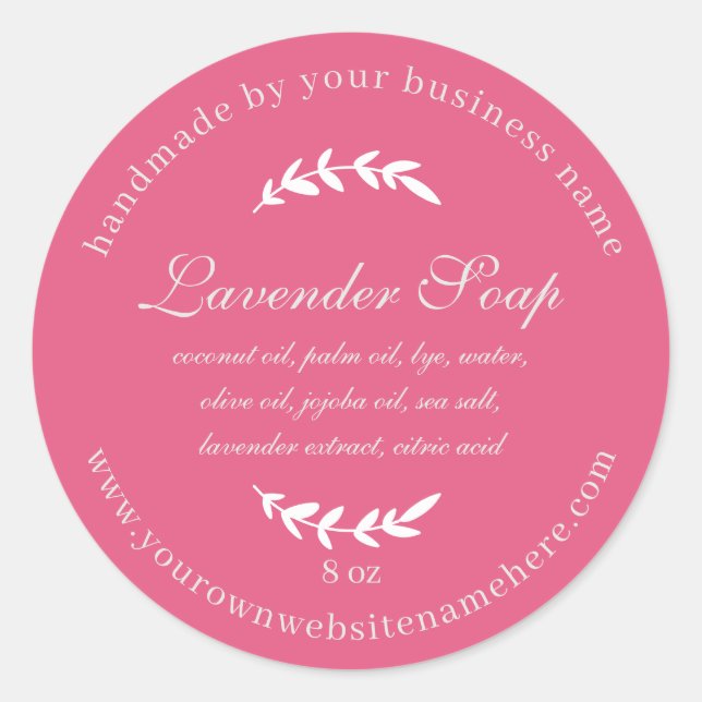 Rustic Handmade Lavender Soap Pink Classic Round Sticker (Front)