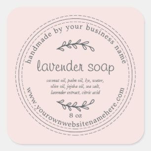Rustic Handmade Lavender Soap Pink Square Sticker