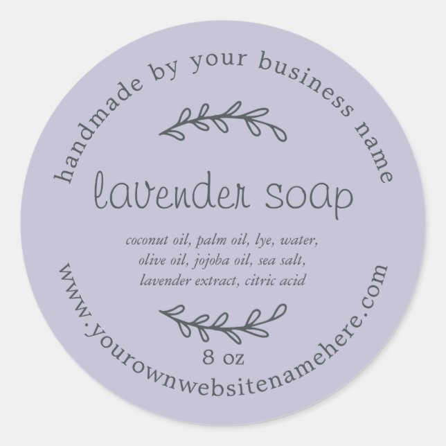 Rustic Handmade Lavender Soap Purple Classic Round Sticker (Front)