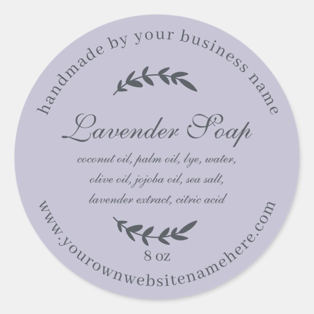 Rustic Handmade Lavender Soap Purple Classic Round Sticker (Front)