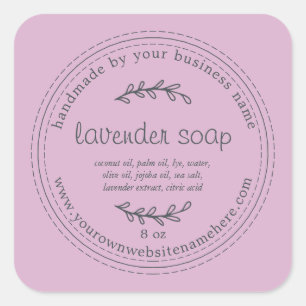 Rustic Handmade Lavender Soap Purple Square Sticker