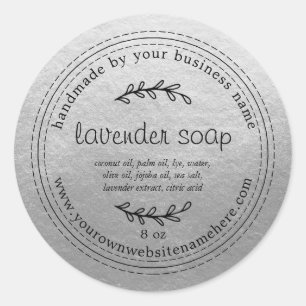 Rustic Handmade Lavender Soap Silver Classic Round Sticker