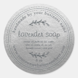 Rustic Handmade Lavender Soap Silver Classic Round Sticker