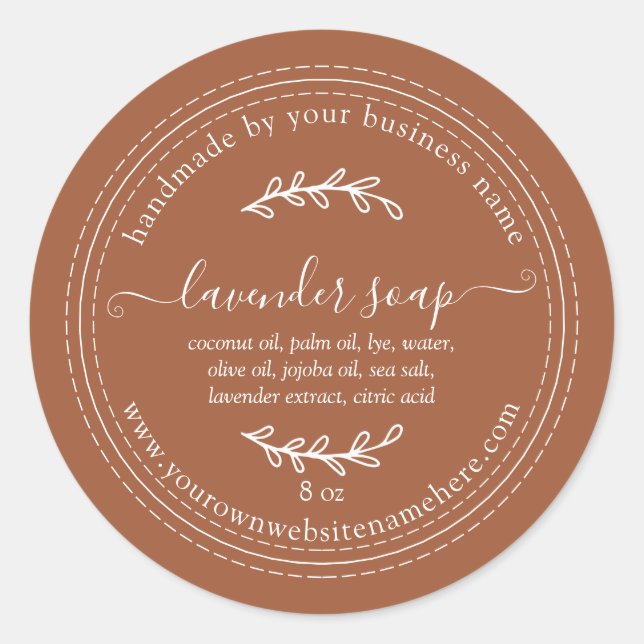 Rustic Handmade Lavender Soap TerraCotta Classic Round Sticker (Front)