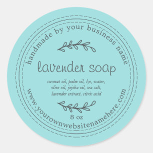 Rustic Handmade Lavender Soap Turquoise Blue Classic Round Sticker